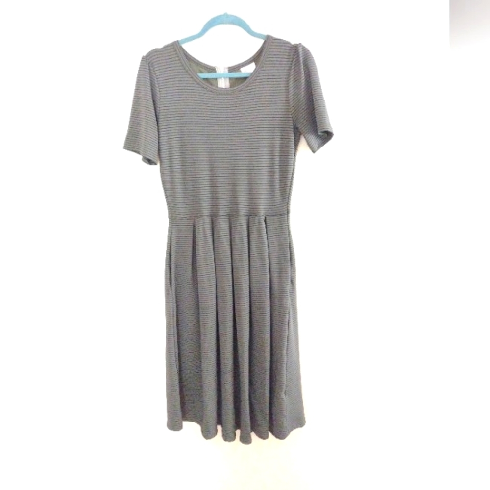 LulaRoe Amelia green and blue striped dress Size Small